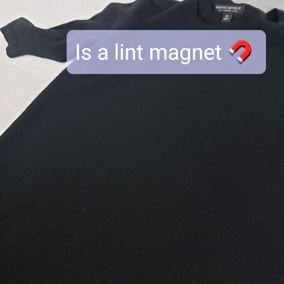 Banana Republic Merino Wool Sweater Womens M Black Half Sleeves Minimalist - Picture 7 of 10